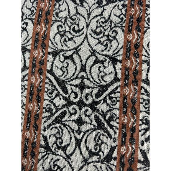 Flying Tomato Size Large Jacquard Metallic Sweater Dress Puff Sleeves Baroque - Picture 4 of 14